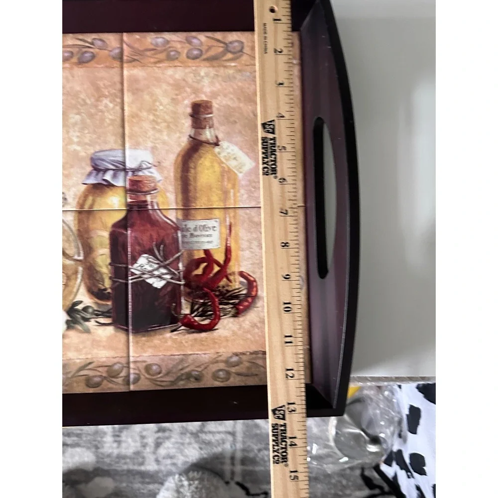 Unbranded Wooden Serving Tray Home OS Brown Excellent Tiled‎ Mediterranean Art